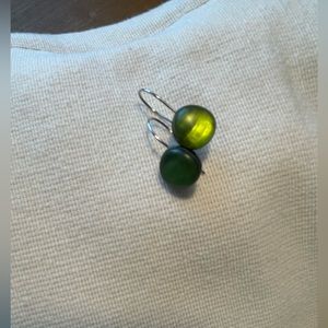 Green stone drop earrings